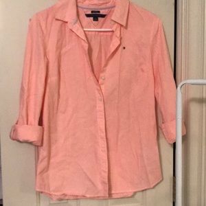 Pink/ Salmon Tommy Hilfiger collared shirt button down